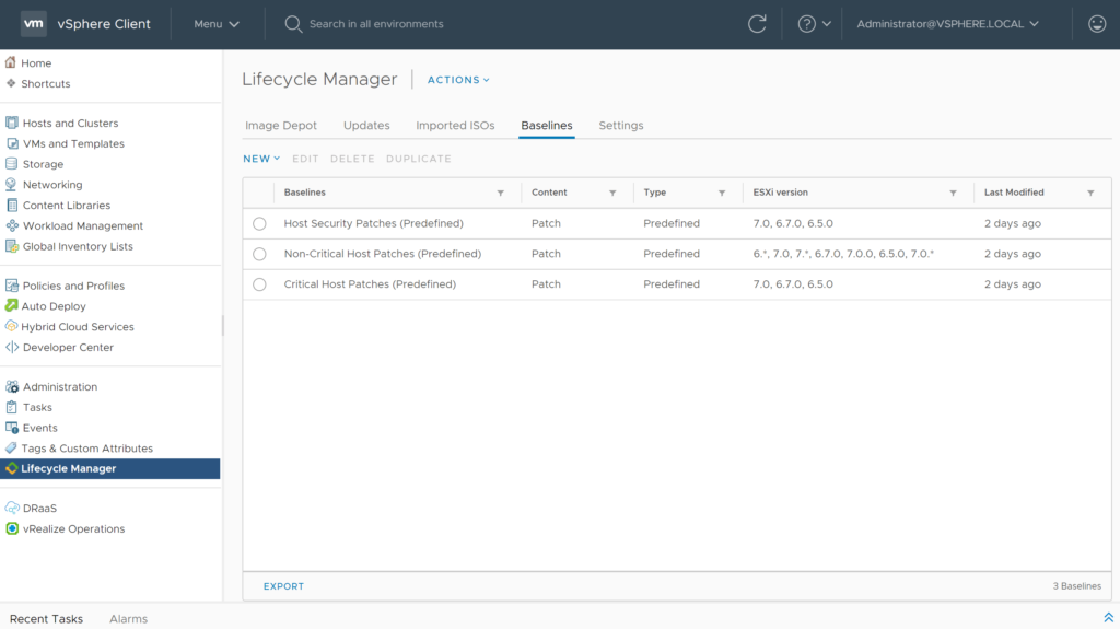 vSphere lifecycle management